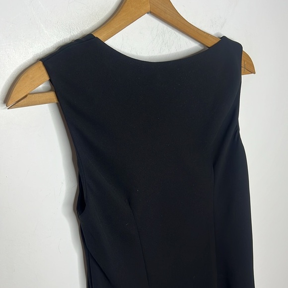 S.L. Fashions Black Sleeveless Asymmetrical Fringe Hem Event Party Dress Size 10 - Picture 4 of 11